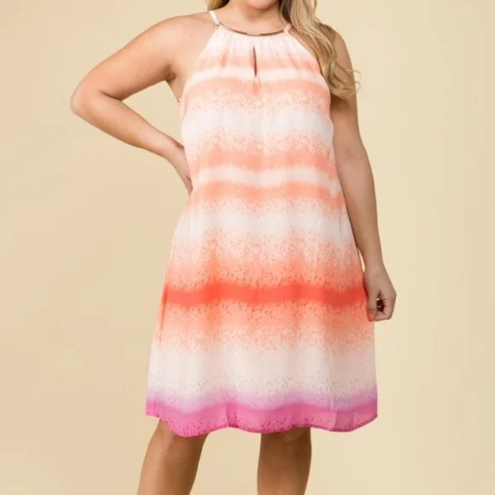 Luxology ombre halter dress with necklace dress